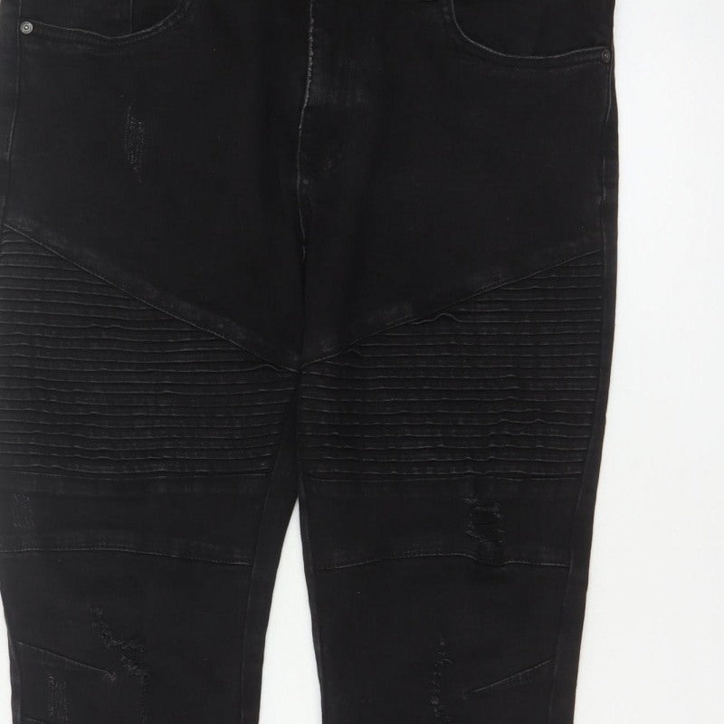 Additional view of Connor Men’s Black 32 Skinny Cuffed Distressed Biker Jeans