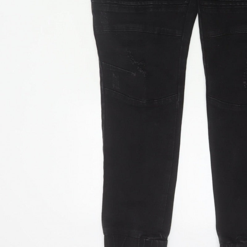 Additional view of Connor Men’s Black 32 Skinny Cuffed Distressed Biker Jeans