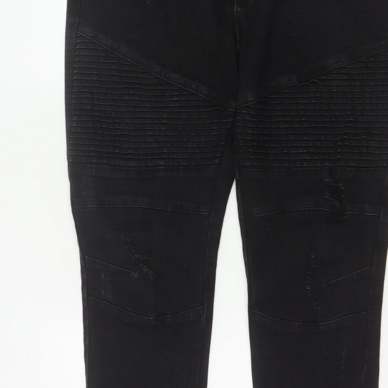Additional view of Connor Men’s Black 32 Skinny Cuffed Distressed Biker Jeans
