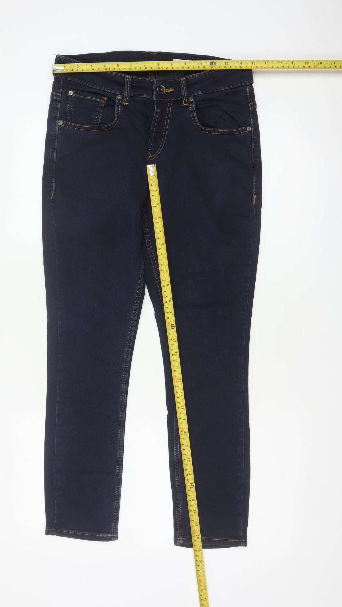 Spykar Men’s Blue W30 L27 Slim Tapered Mid Rise Stretch Jeans
