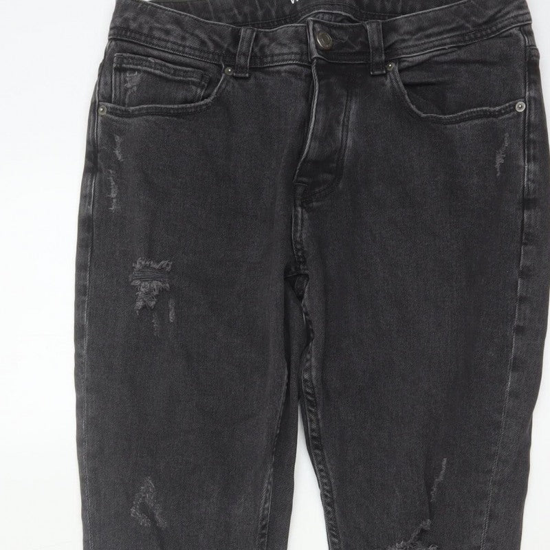 Denim Co Men’s Black W30 L30 Slim Distressed Stretch Skinny Jeans