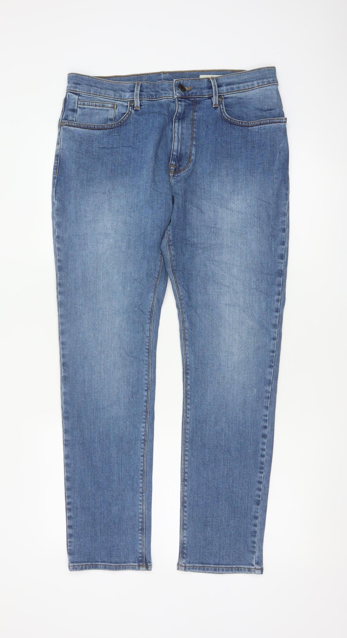 M&S Men’s Blue Light Wash Straight Stretch Jeans W32 L31