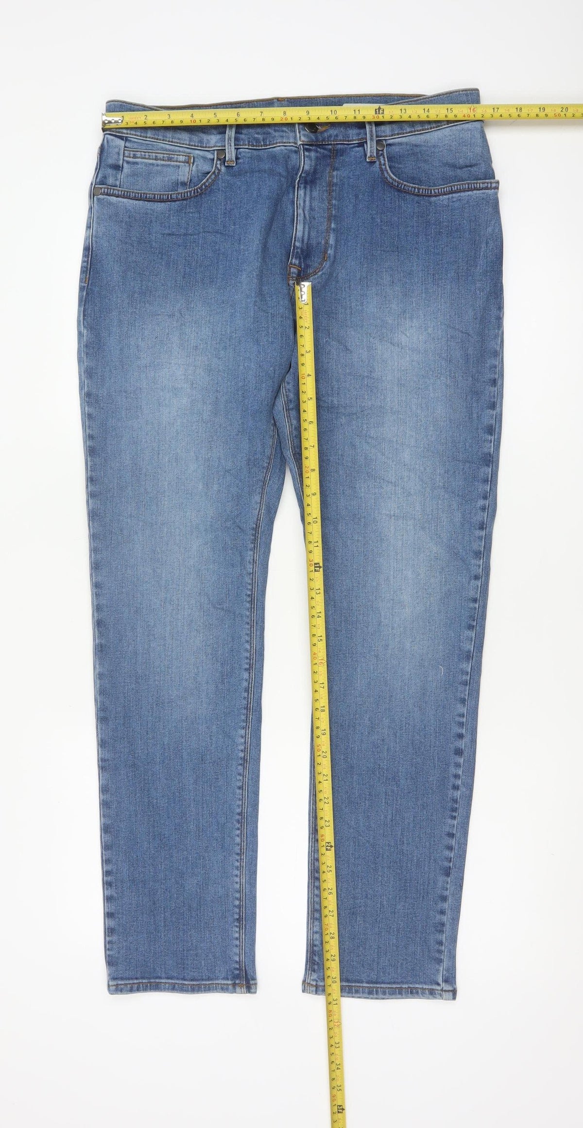 M&S Men’s Blue Light Wash Straight Stretch Jeans W32 L31