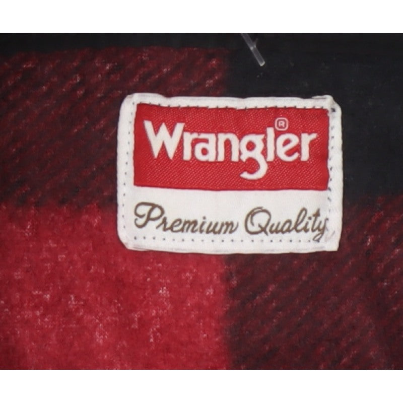Wrangler Men’s Red Black L Plaid Flannel Button-Up Overshirt