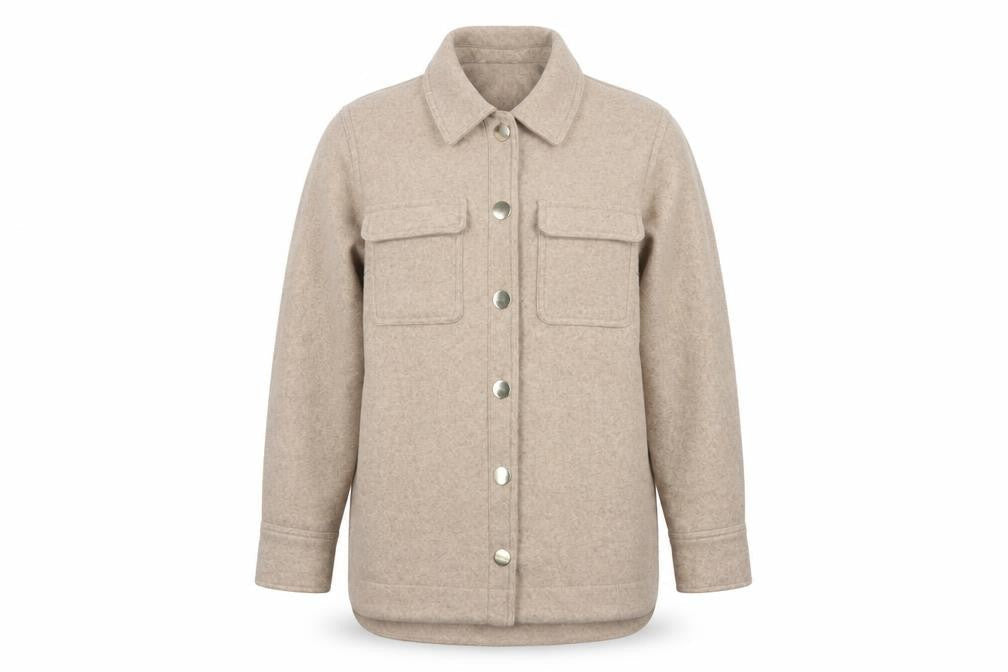 Next Women Beige UK 14 Long Basic Jacket Collared Button Pocket Shacket