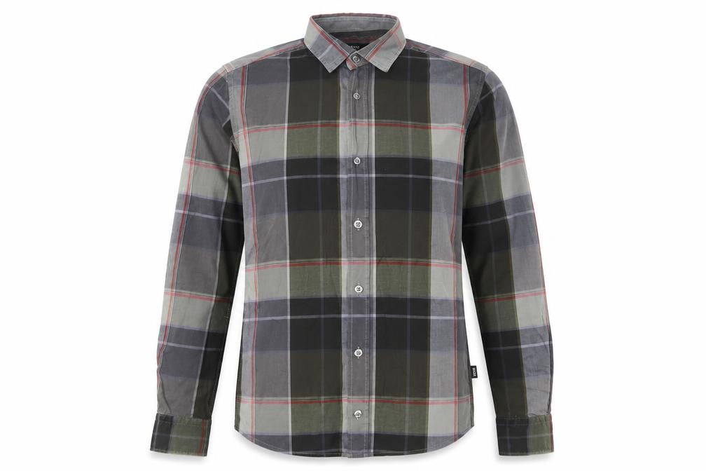 BOSS Hugo Boss Men's Grey Green Check Slim Fit Cotton Shirt Size S