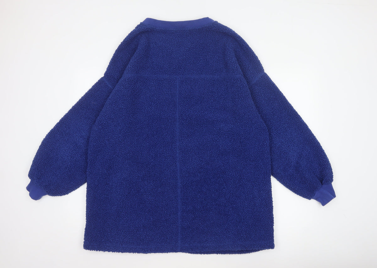 Next Women Blue XL Teddy Fleece Pullover Sweatshirt Crew Neck