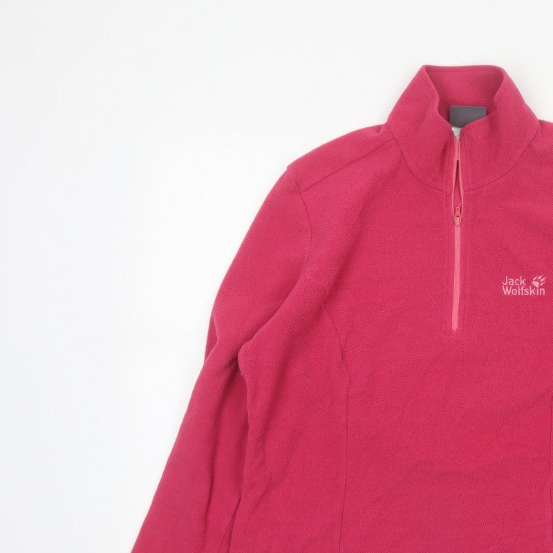 Jack Wolfskin Women’s Pink UK 16 Quarter Zip Fleece Sweatshirt