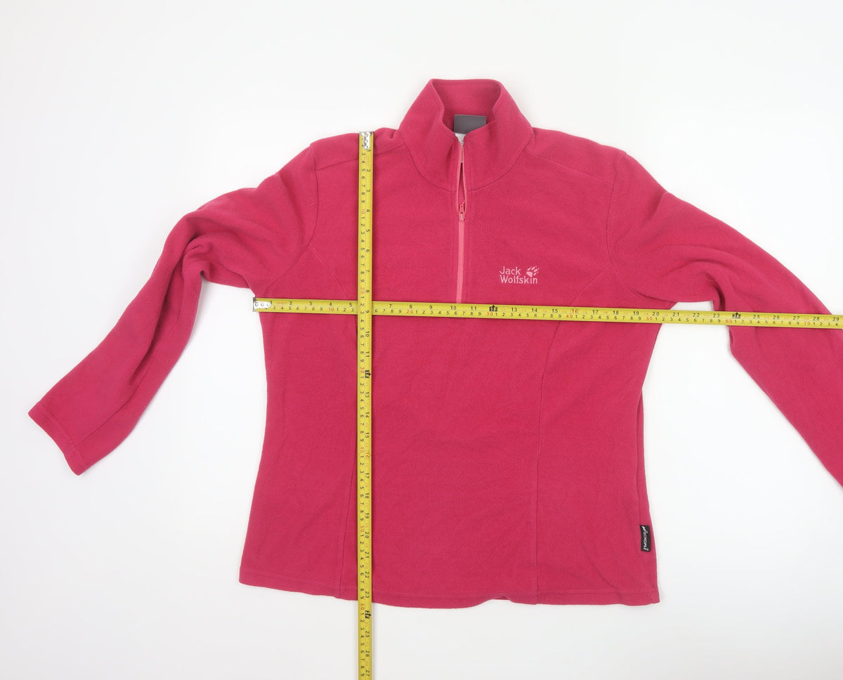 Jack Wolfskin Women’s Pink UK 16 Quarter Zip Fleece Sweatshirt
