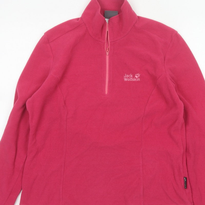 Jack Wolfskin Women’s Pink UK 16 Quarter Zip Fleece Sweatshirt