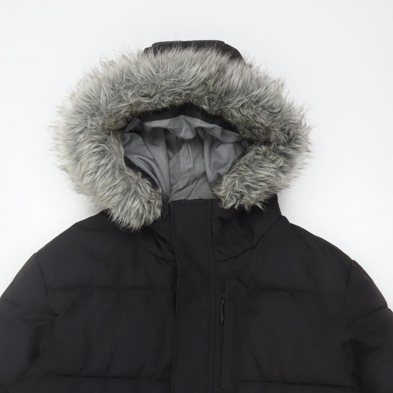 McKenzie Mens Black M Puffer Jacket Hooded Faux Fur Trim Full Zip