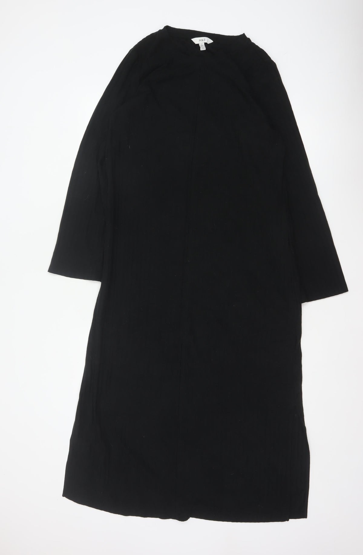 Marks and Spencer Women Black UK 14 Long Sleeve Stretch Maxi Dress