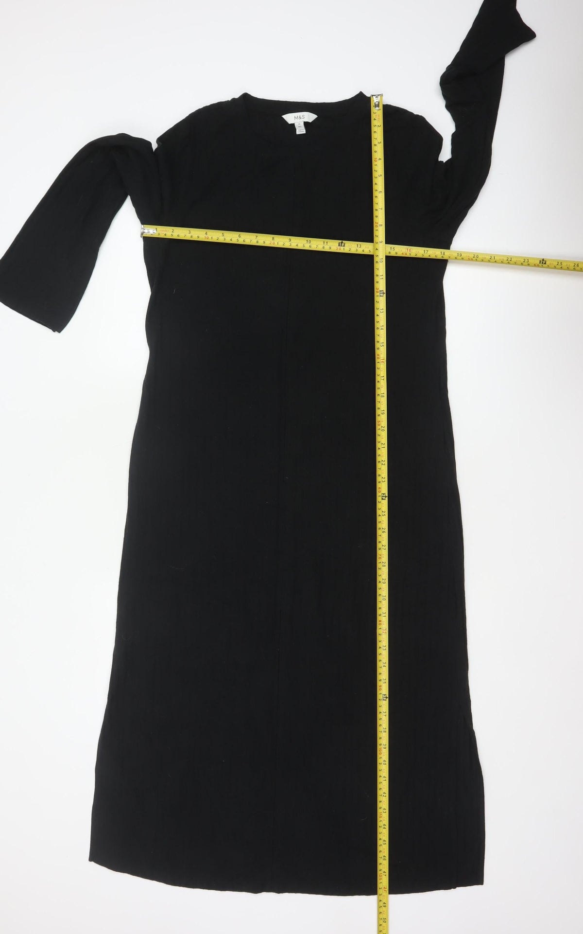 Marks and Spencer Women Black UK 14 Long Sleeve Stretch Maxi Dress