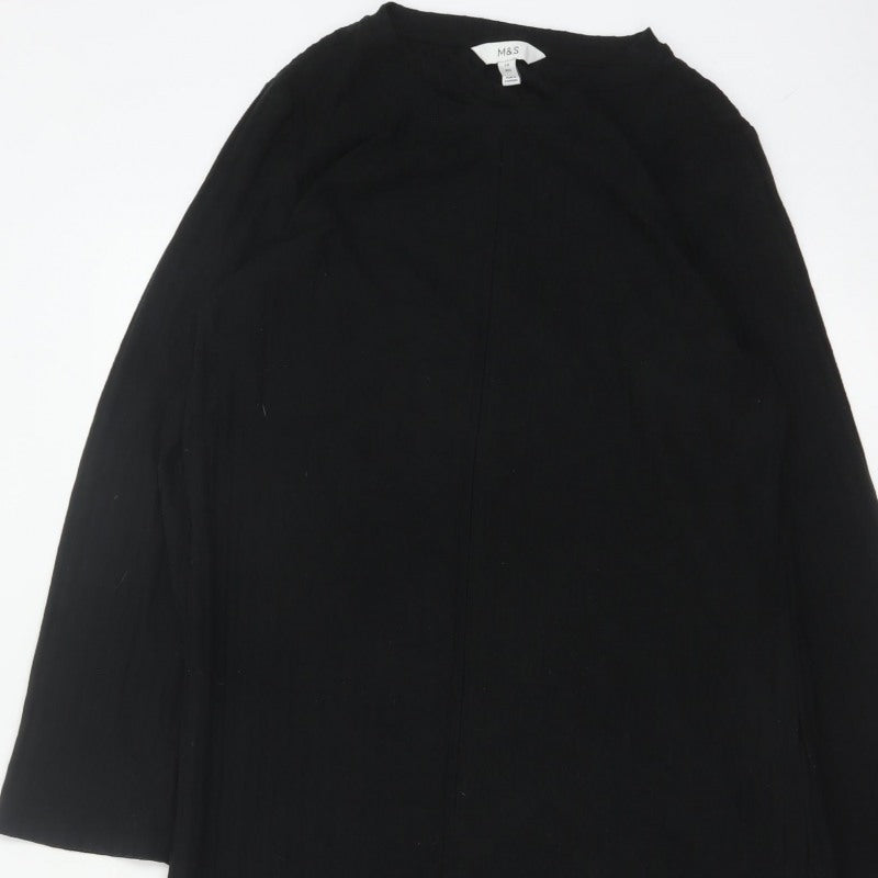 Marks and Spencer Women Black UK 14 Long Sleeve Stretch Maxi Dress