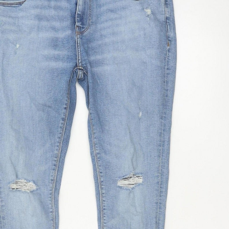 ASOS Design Men's Blue W34 L30 Skinny Distressed Powerstretch Jeans