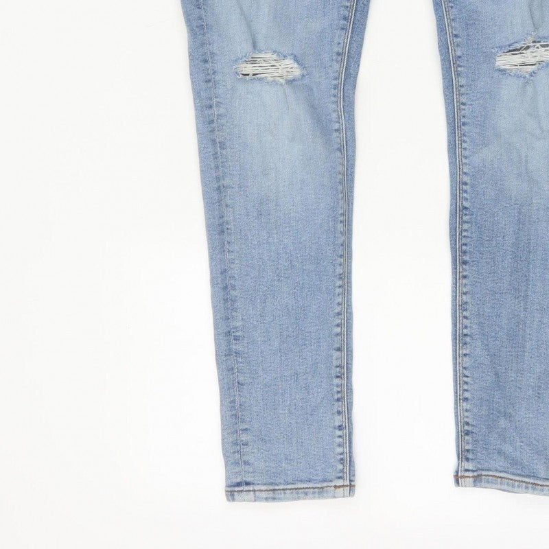 ASOS Design Men's Blue W34 L30 Skinny Distressed Powerstretch Jeans