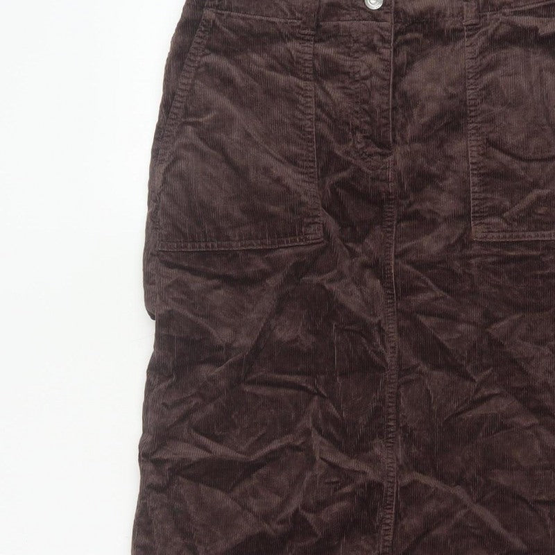 Per Una Women’s Brown Corduroy Petite 8 Long Pencil Skirt Pockets