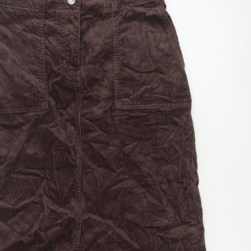 Per Una Women’s Brown Corduroy Petite 8 Long Pencil Skirt Pockets