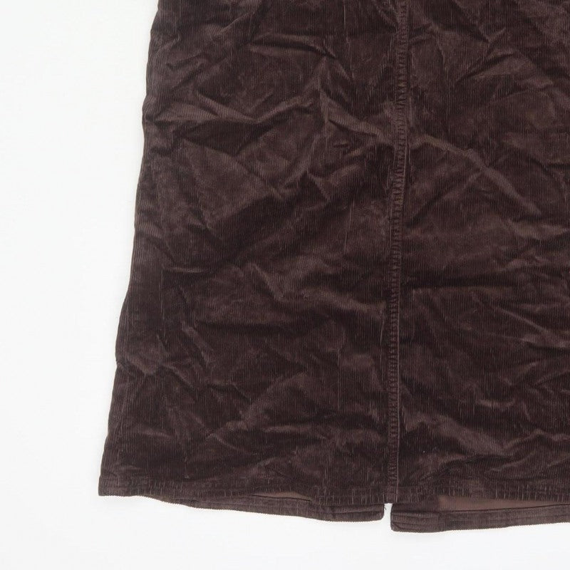 Per Una Women’s Brown Corduroy Petite 8 Long Pencil Skirt Pockets