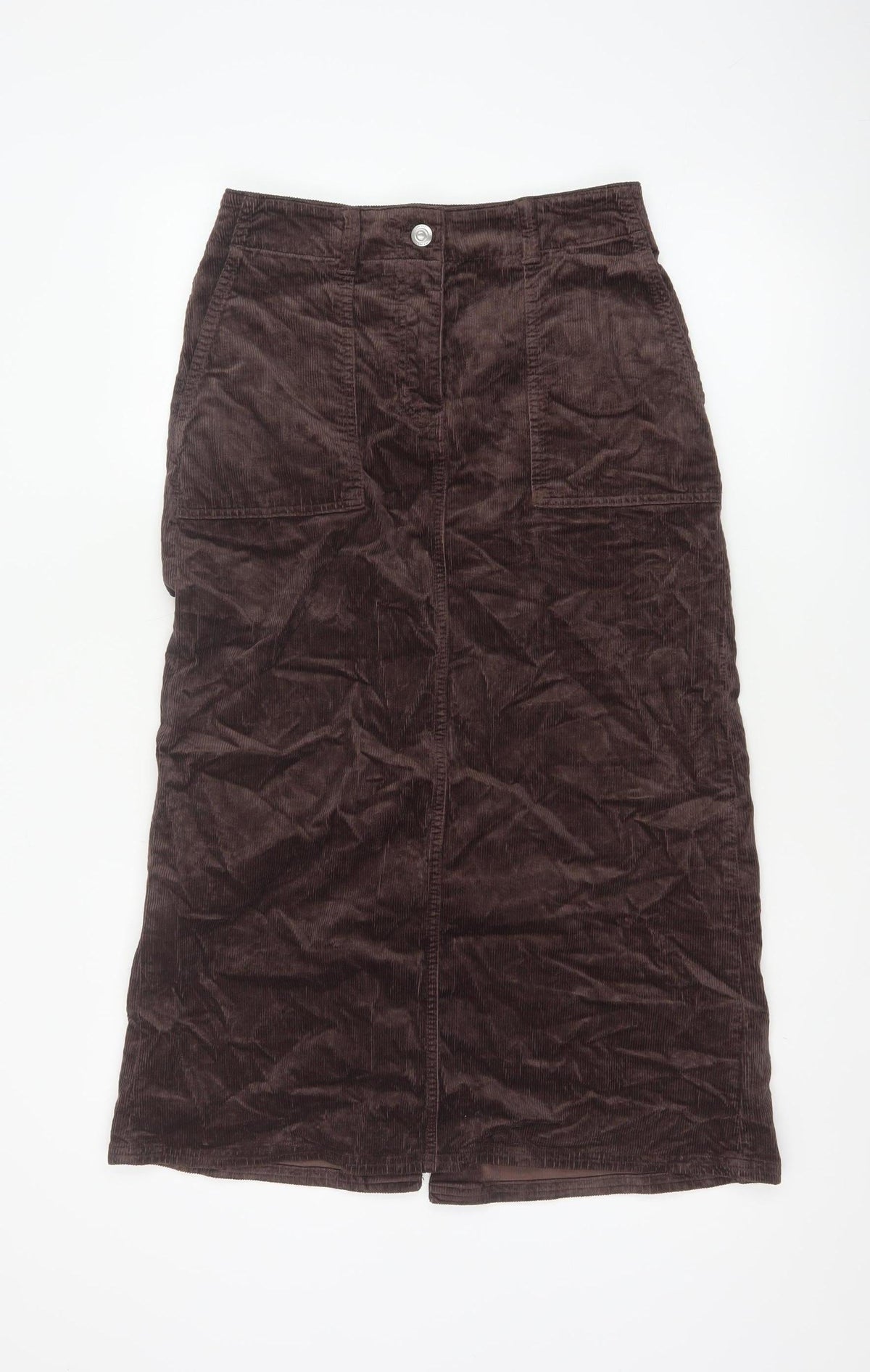 Per Una Women’s Brown Corduroy Petite 8 Long Pencil Skirt Pockets