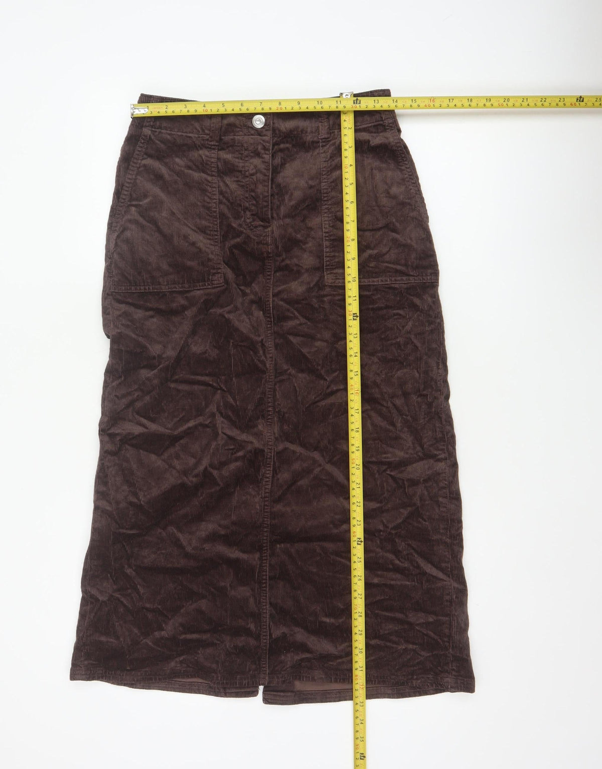 Per Una Women’s Brown Corduroy Petite 8 Long Pencil Skirt Pockets