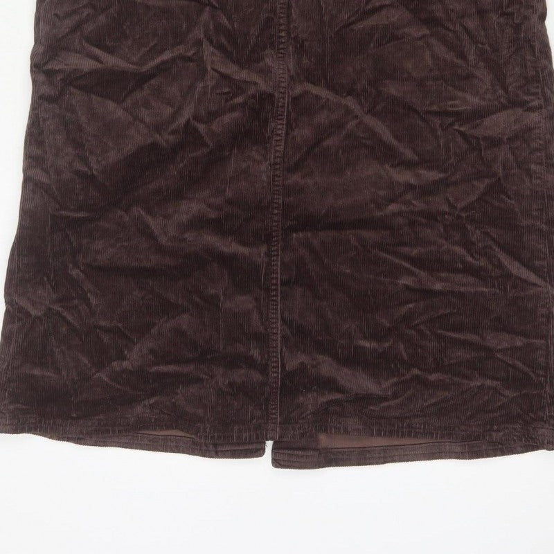Per Una Women’s Brown Corduroy Petite 8 Long Pencil Skirt Pockets