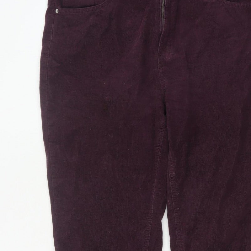 Marks and Spencer Women’s Purple UK 16 Short Corduroy Straight Trousers