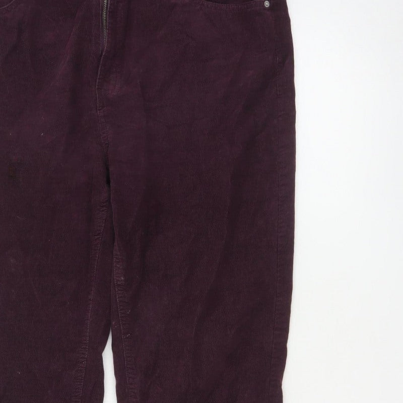 Marks and Spencer Women’s Purple UK 16 Short Corduroy Straight Trousers