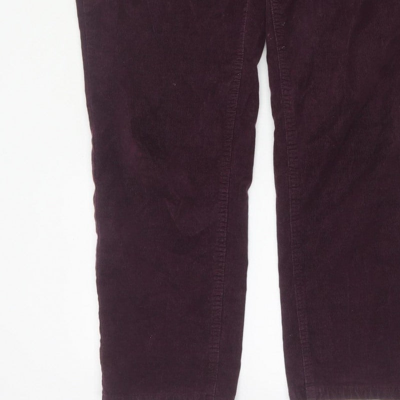 Marks and Spencer Women’s Purple UK 16 Short Corduroy Straight Trousers