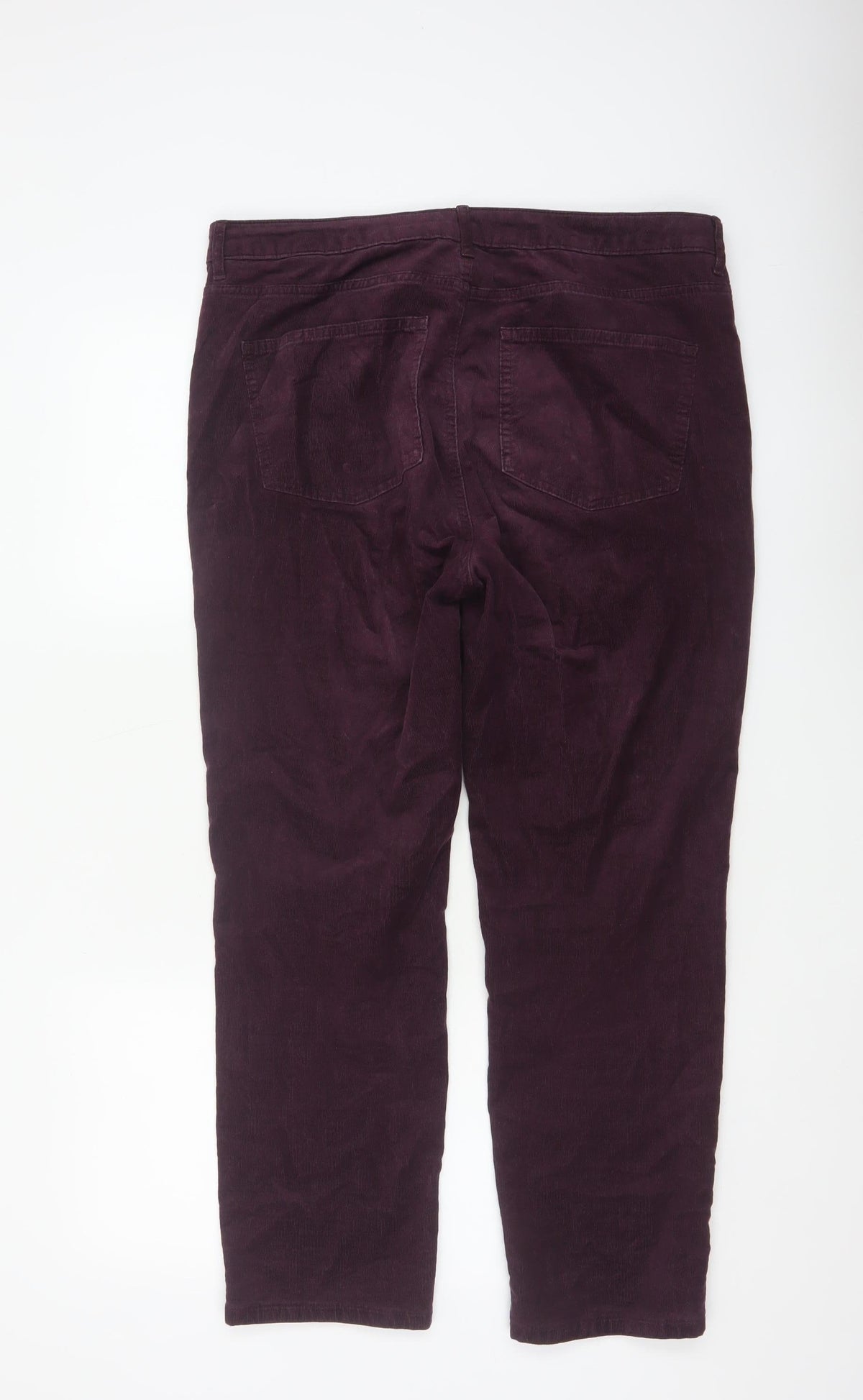 Marks and Spencer Women’s Purple UK 16 Short Corduroy Straight Trousers