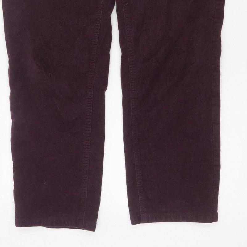 Marks and Spencer Women’s Purple UK 16 Short Corduroy Straight Trousers