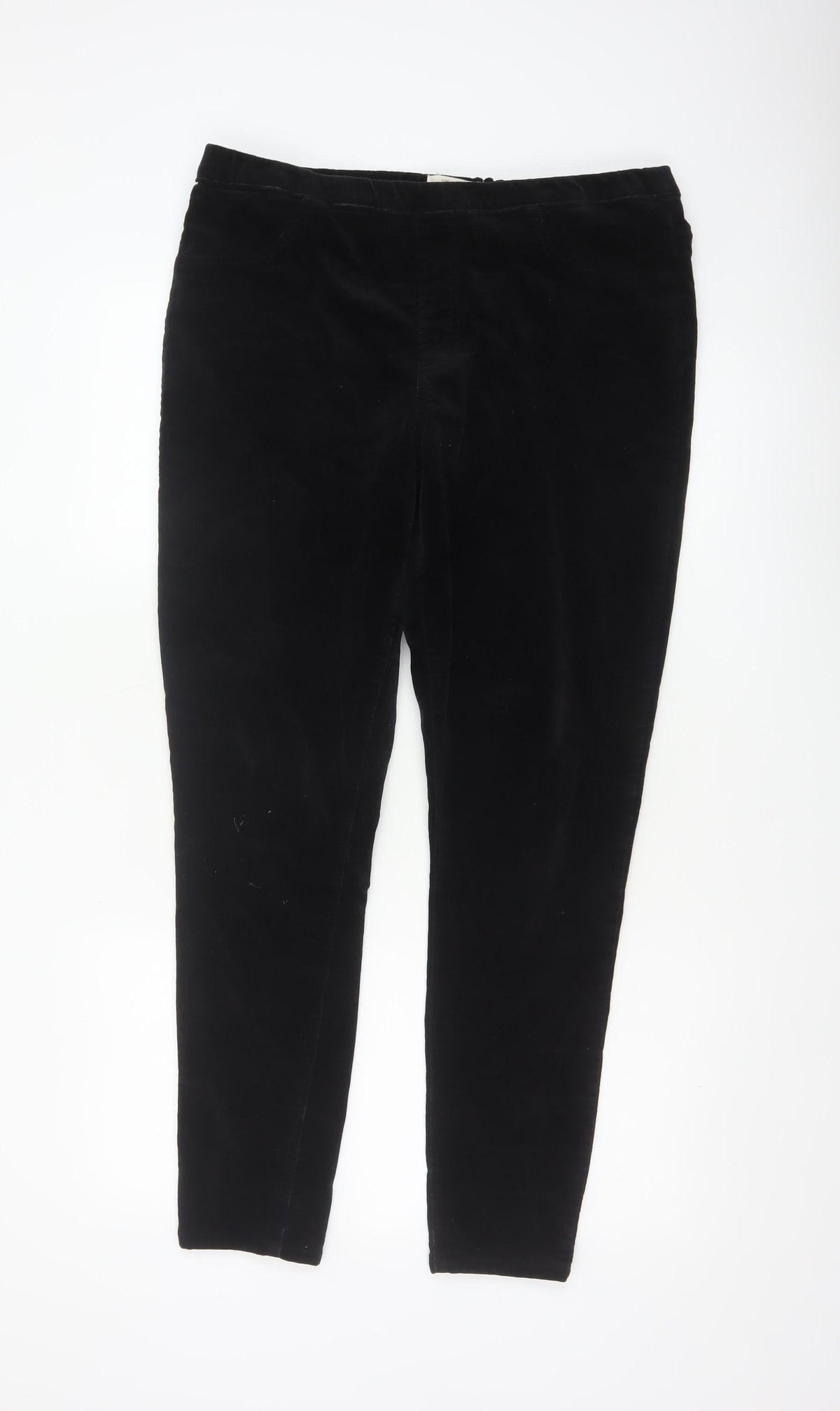 White Stuff Women Black UK 16R Velour Stretch Skinny Leggings Trousers