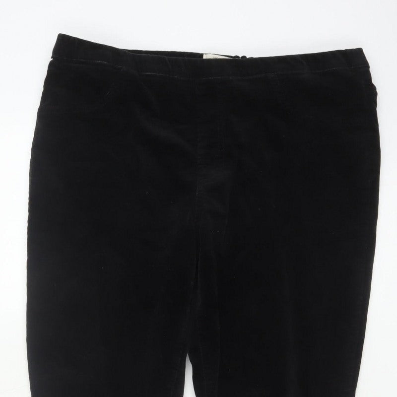 White Stuff Women Black UK 16R Velour Stretch Skinny Leggings Trousers
