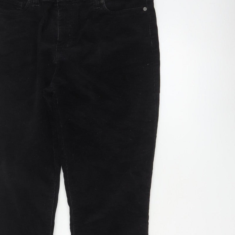 Lands' End Women Black UK 14 Bootcut Corduroy Trousers
