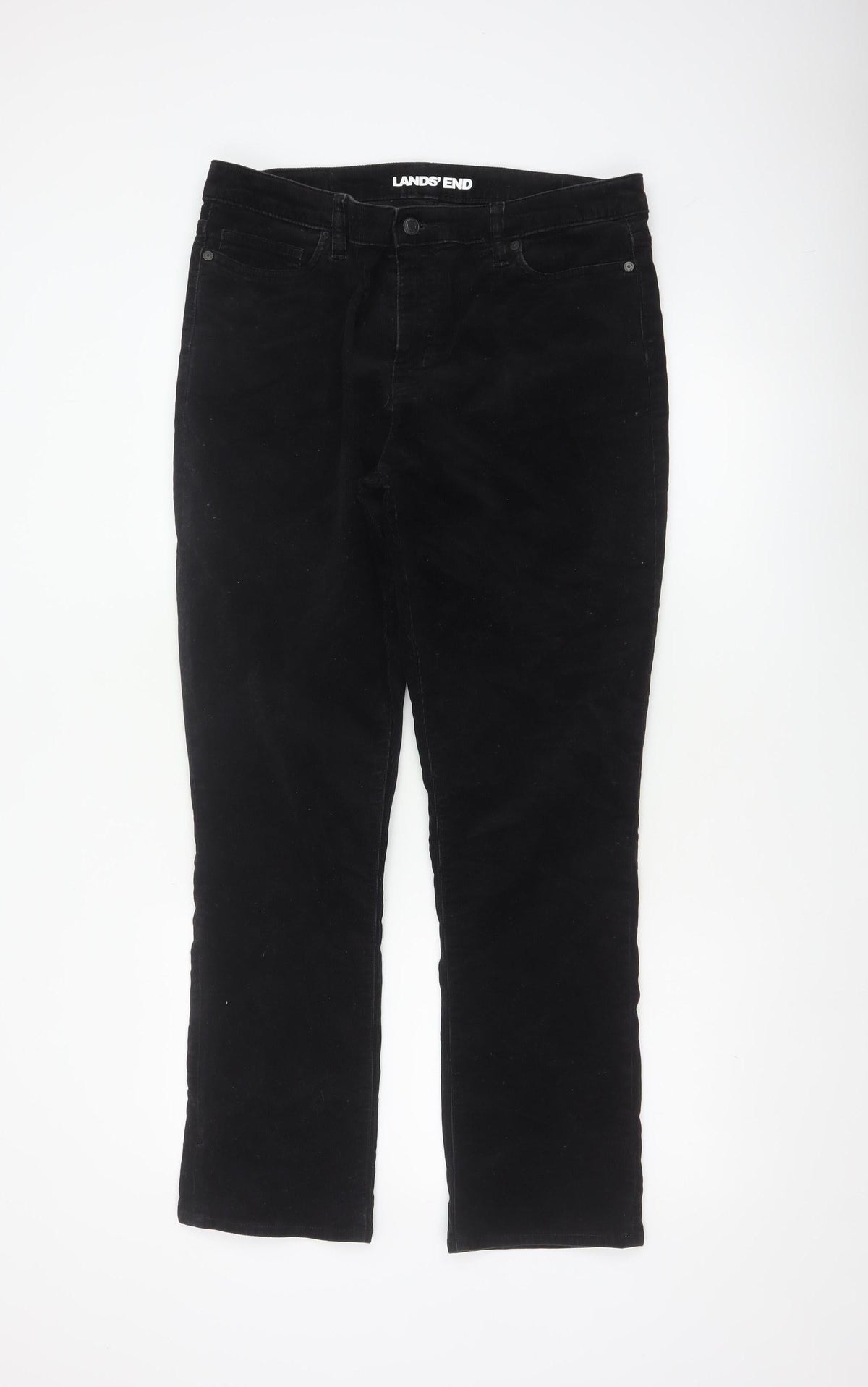 Lands' End Women Black UK 14 Bootcut Corduroy Trousers