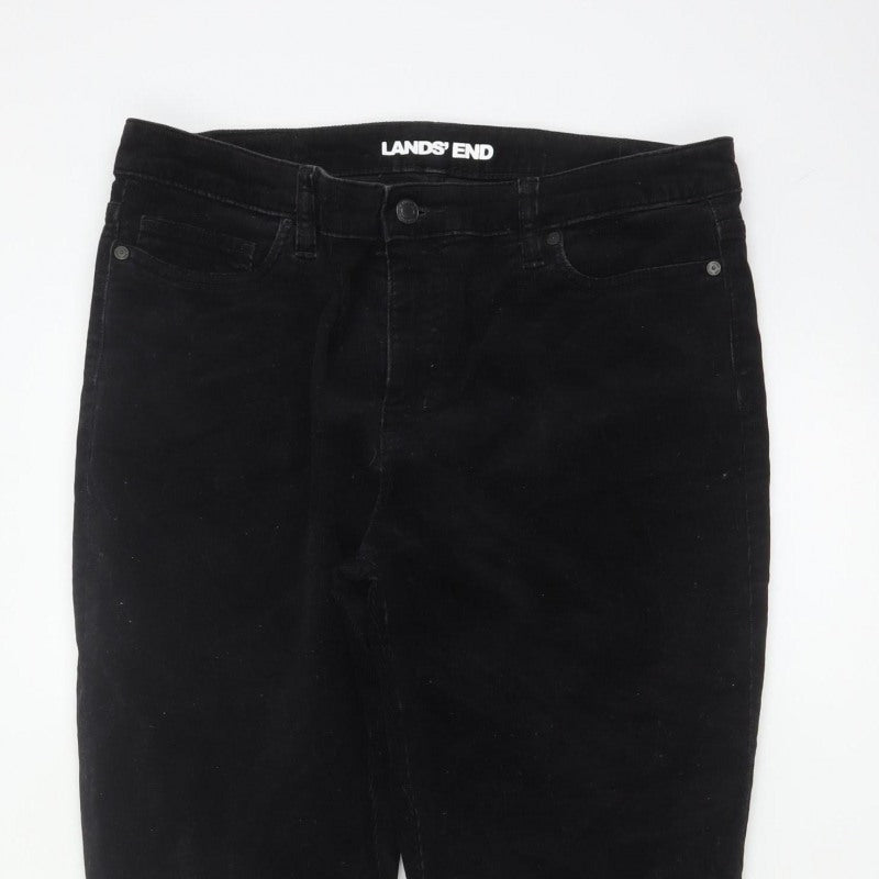 Lands' End Women Black UK 14 Bootcut Corduroy Trousers