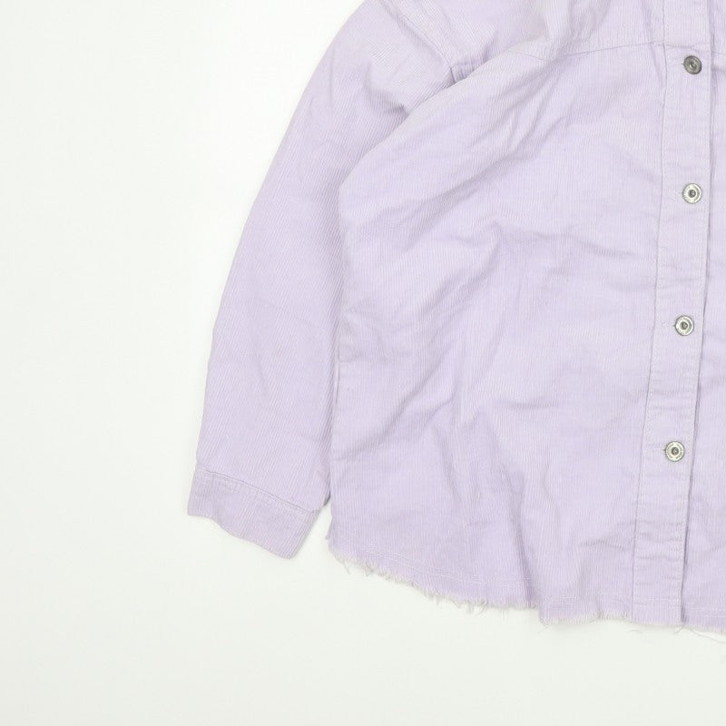Boohoo Women Purple UK 12 Corduroy Button-Up Long Sleeve Shirt