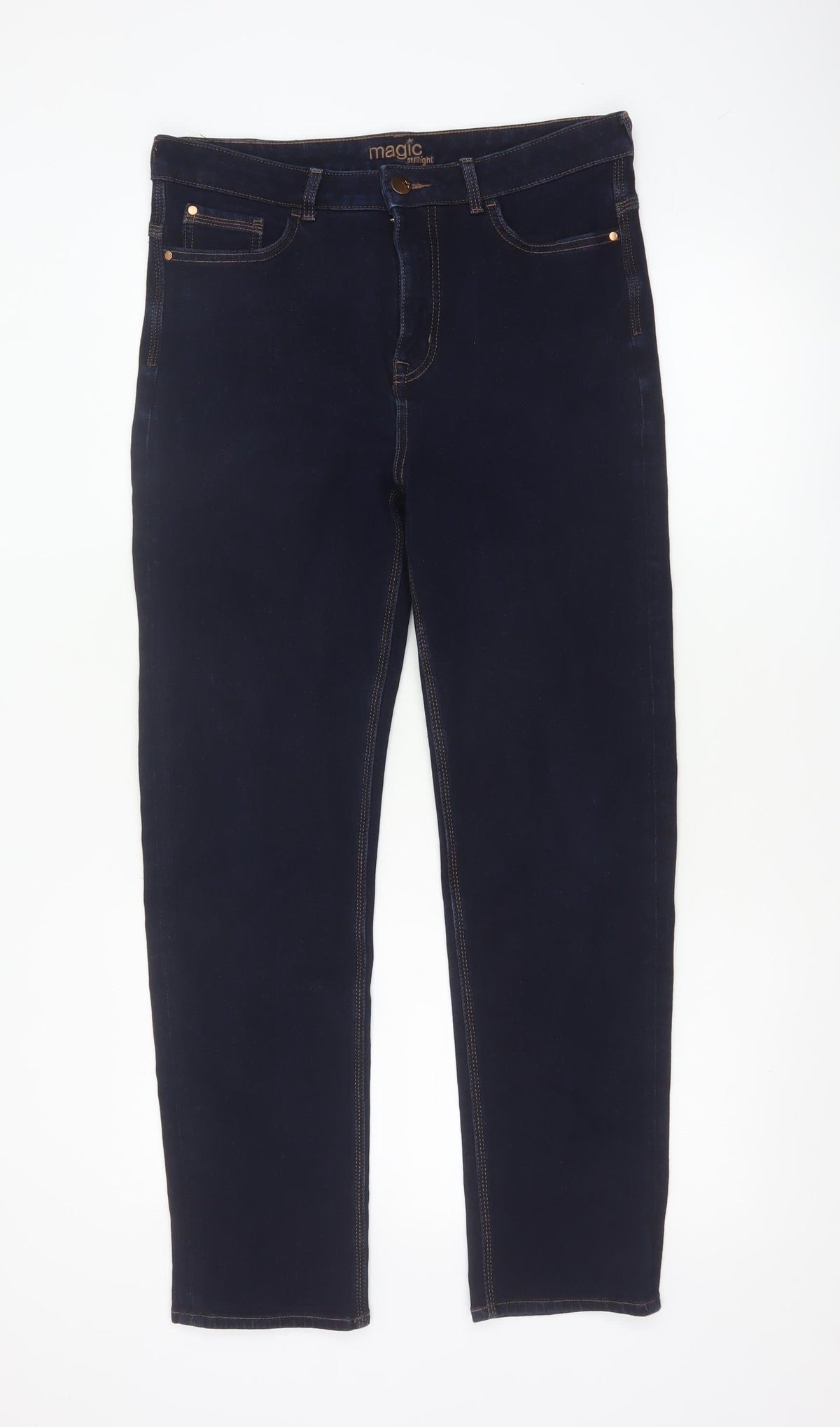 Marks & Spencer Women Blue UK 14 Short Magic Straight Stretch Jeans