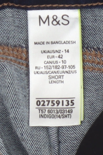 Marks & Spencer Women Blue UK 14 Short Magic Straight Stretch Jeans