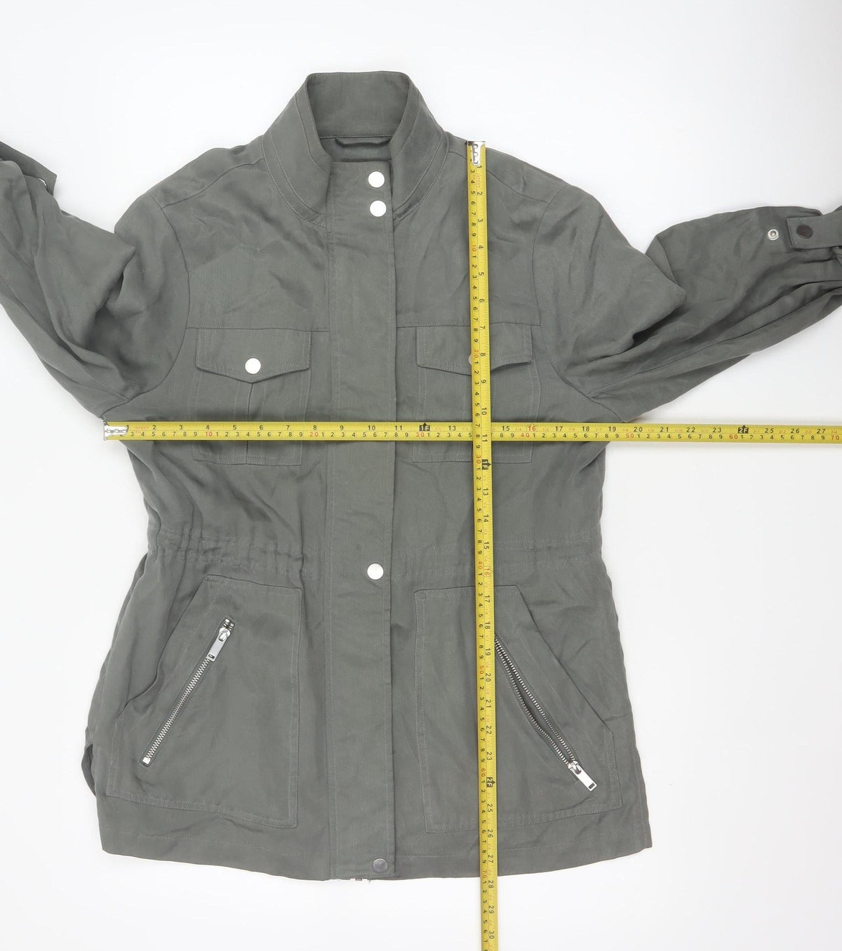 Mint Velvet Women Grey UK 12 Military Utility Jacket Zip
