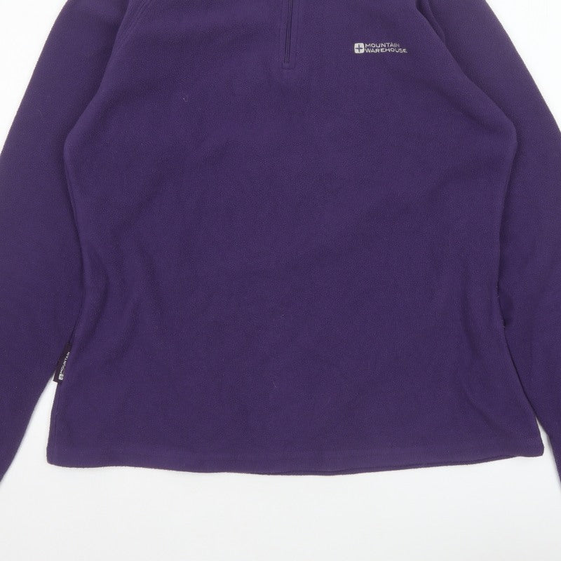 Mountain Warehouse Women Purple UK 14 1/4 Zip Fleece Sweatshirt
