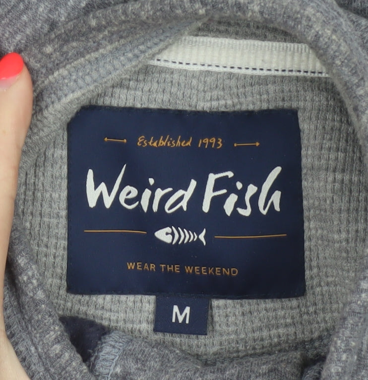 Weird Fish Men’s Grey M 1/4 Zip High Neck Logo Sweatshirt Pullover