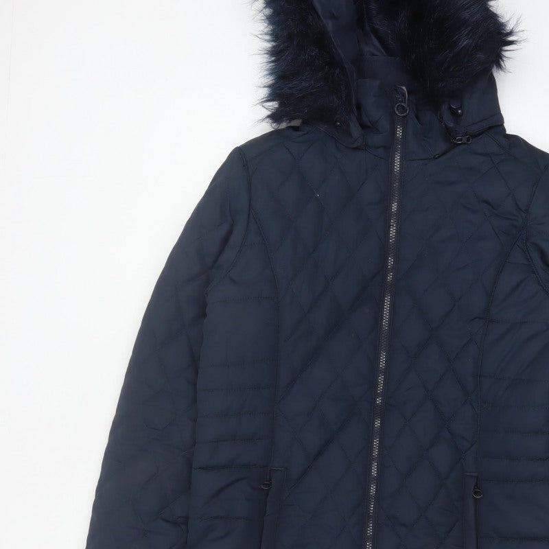 Regatta Women’s Blue UK 12 Quilted Faux Fur Hood Puffer Coat