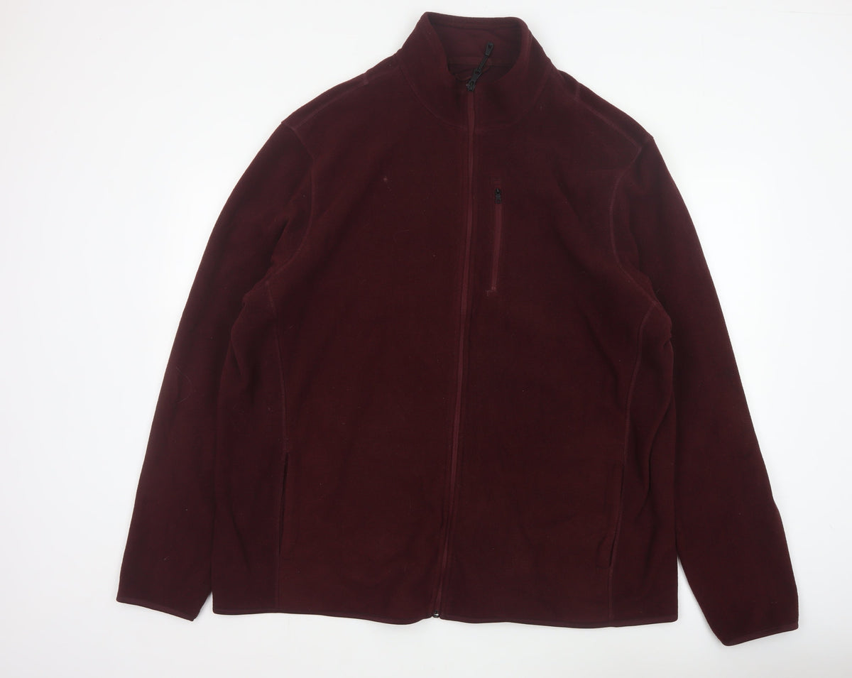 Marks & Spencer Men Red 3XL Fleece Full Zip Jacket Pockets