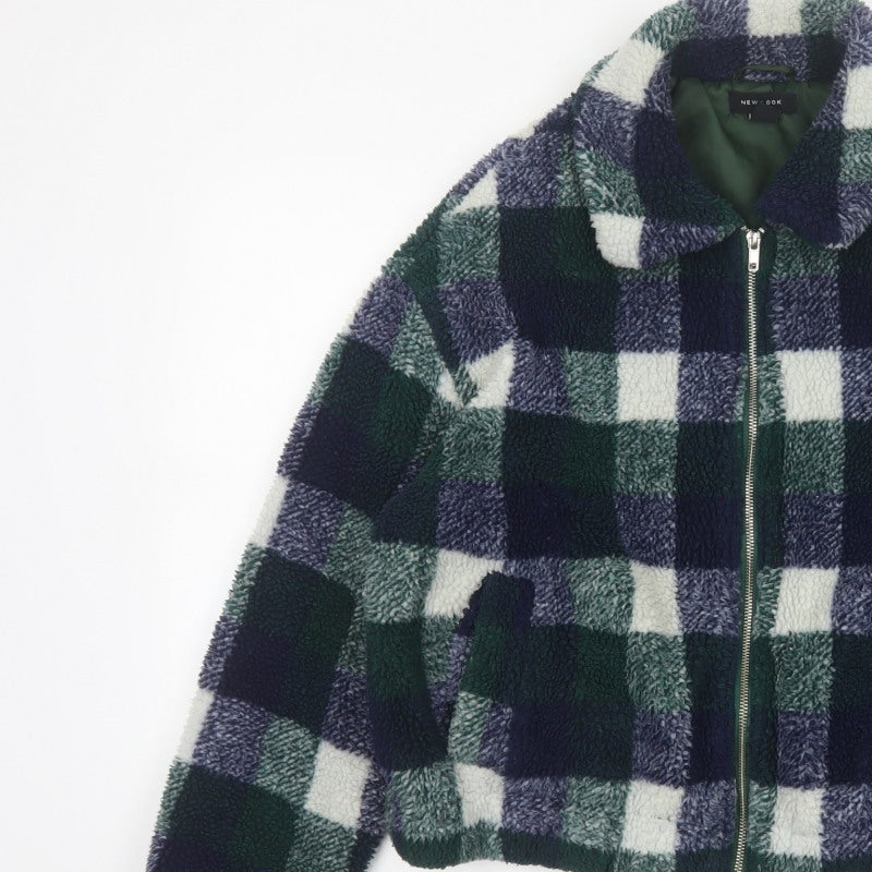 New Look Women’s Multicoloured Check Teddy Fleece Zip Jacket UK S