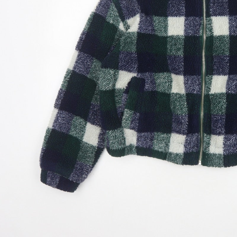 New Look Women’s Multicoloured Check Teddy Fleece Zip Jacket UK S