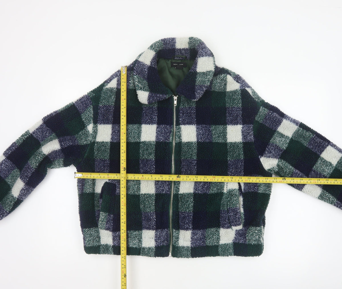 New Look Women’s Multicoloured Check Teddy Fleece Zip Jacket UK S