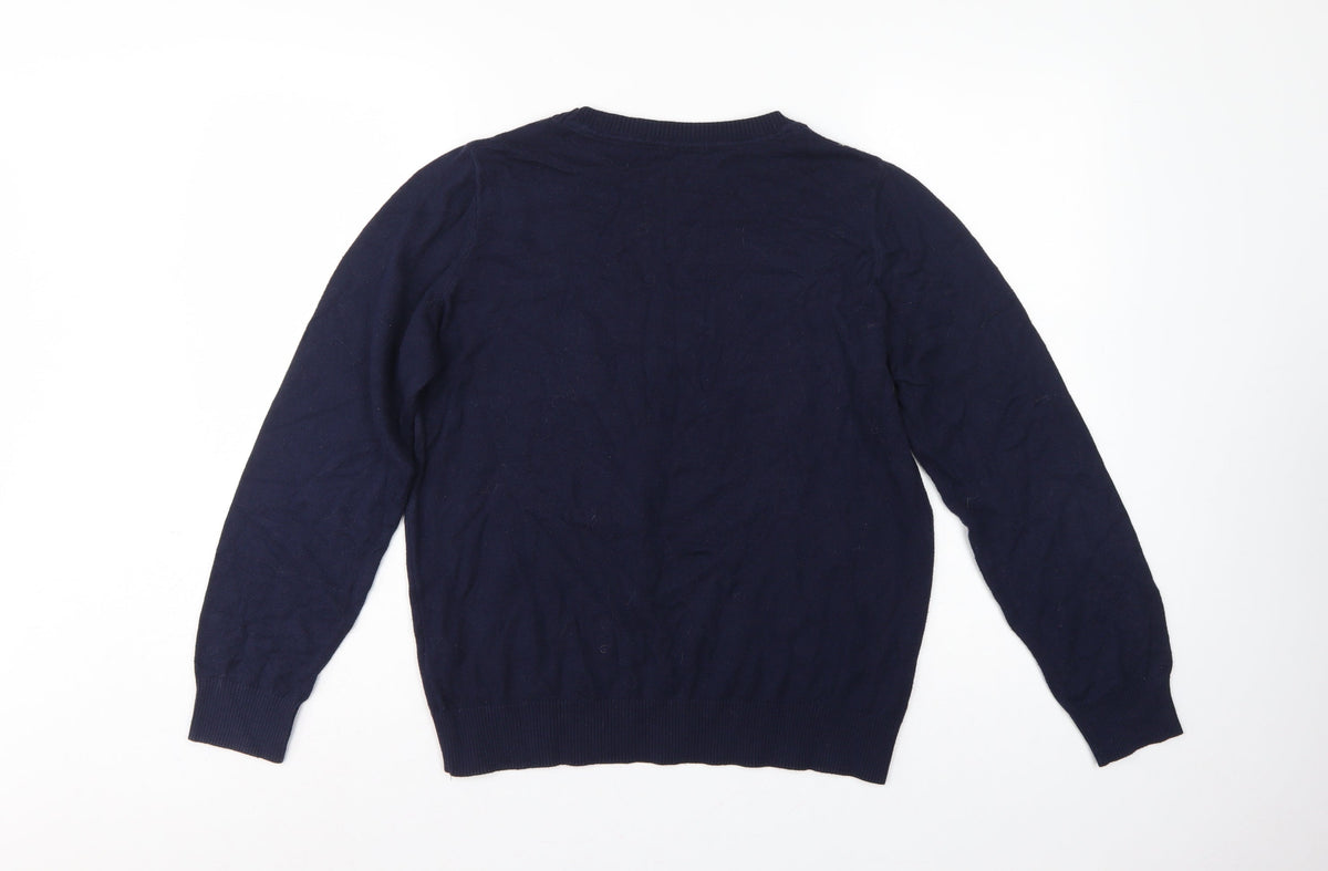 M&Co Women’s Blue UK 12 Rainbow Dream Crew Neck Knit Pullover Jumper