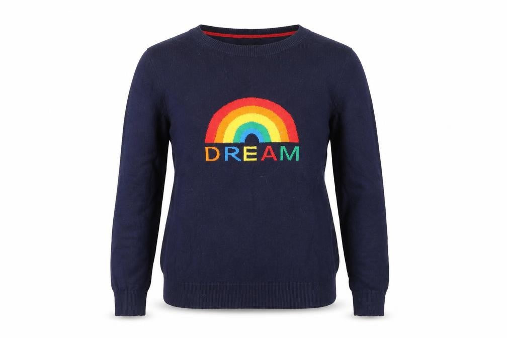M&Co Women’s Blue UK 12 Rainbow Dream Crew Neck Knit Pullover Jumper