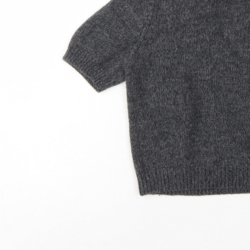 Zara Women Grey Wool Blend S Short Sleeve Crew Neck Knit Jumper